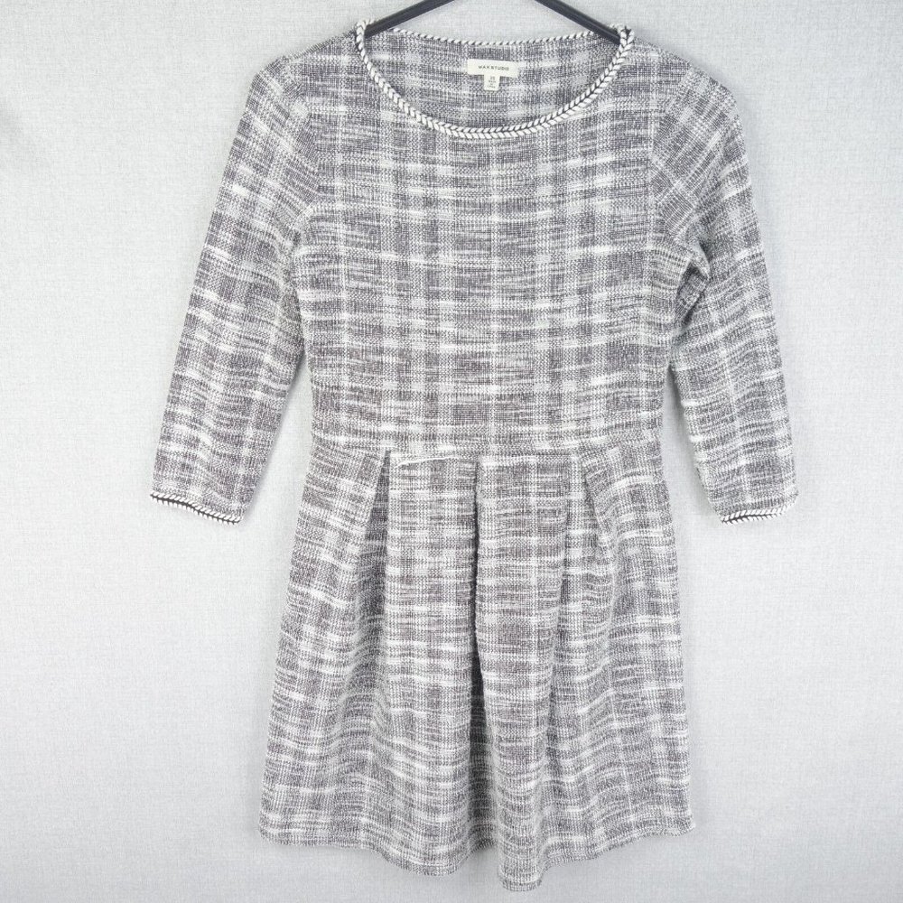 Max Studio Dress Womens Extra Small Gray Pullover Long Sleeve Stretch